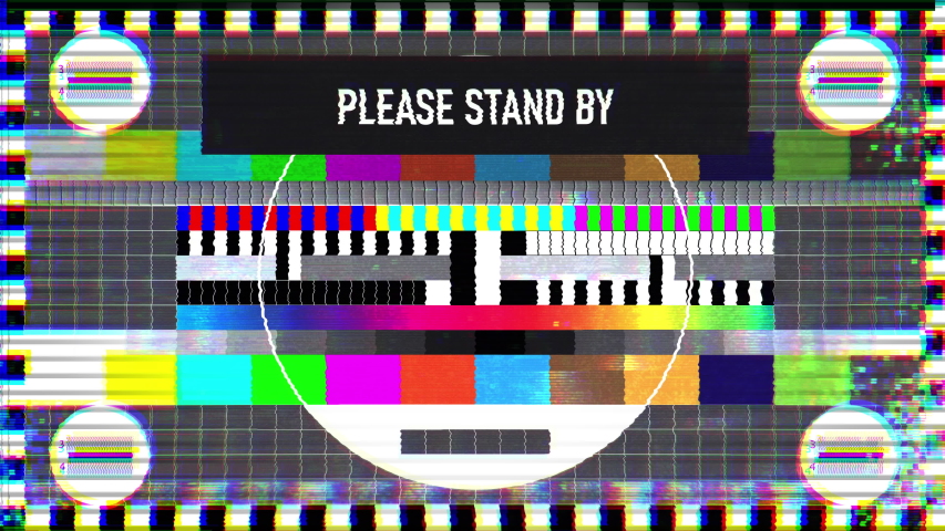 Please stand by text on TV screen, maintenance, no signal, silence, emergency. TV static classic pattern | Shutterstock HD Video #1043035969