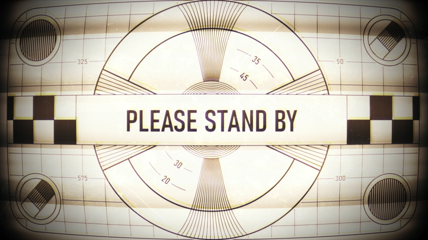 Please stand by text on retro TV screen, no signal, no transmission, silence. TV static classic pattern Royalty-Free Stock Footage #1043035990