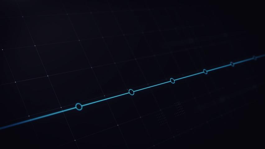 An digital animated timeline with dynamic camera move following the graph over the months. Blue and red lines on black background. Royalty-Free Stock Footage #1043037418