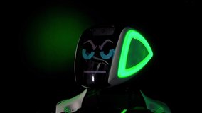 Artificial Intelligence. The robot shows emotions. Modern robotics. The machine looks and smiles at people. Eyes of the robot. Cyborg. Futuristic robot concept. artificial intelligence. angry robort - Powered by Shutterstock - Get 15% off with code: PIKWIZARD15