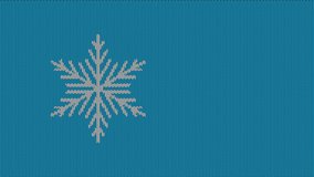Blue background of knitted texture with snowflake. Looped footage. Festive, winter, new year, Christmas background. Space for text. 4K. - Powered by Shutterstock - Get 15% off with code: PIKWIZARD15