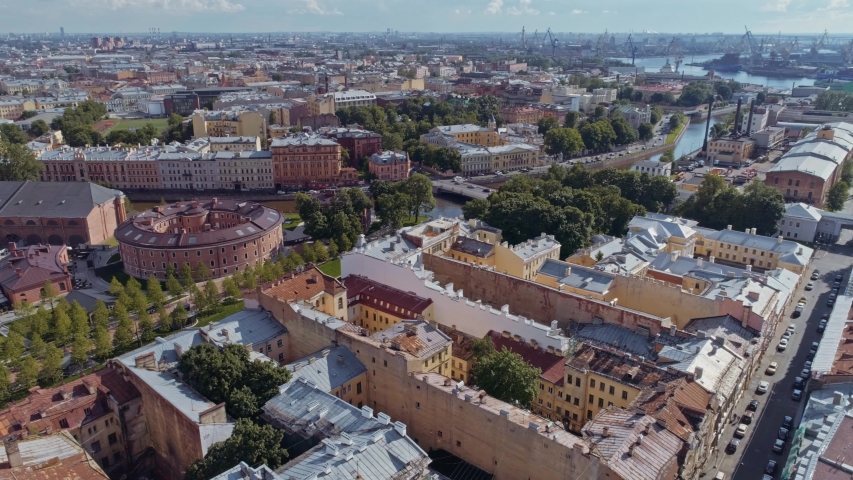 Aerial flight above beautiful Saint-Petersburg Russia 41