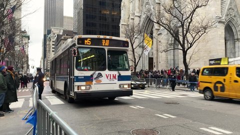New York, NY / USA - Dec. 9, 2019: MTA Regional Bus Operations (RBO) is the surface transit division of the Metropolitan Transportation Authority (MTA) in the city.