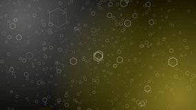 Abstract silver and yellow background with motion of hexagons, looped animation