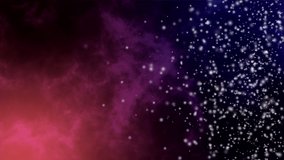 Abstract dark blue and magenta background with motion of particles, looped animation