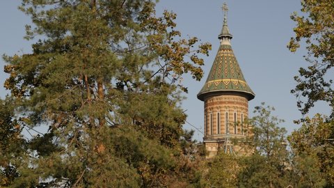 Orthodox Metropolitan Cathedral in Romanian Timisoara 4K video