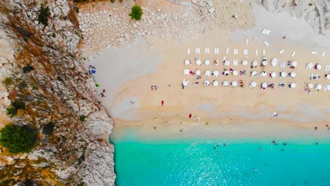 Incredible Turkey, aerial. Kaputas beach - it is one of the bays of Antalya, Turkey. Located near the city of Kas. The bay is washed by the Mediterranean Sea.