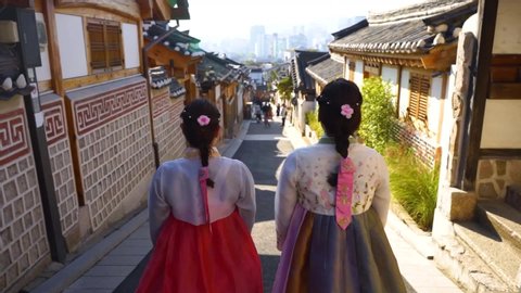 korean traditional clothes, Bukchon Seoul Korea