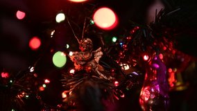New year christmass tree ball in lights video 4k