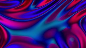 Stylish 3D Abstract Animation Color Wavy Smooth Wall. Concept Multicolor Liquid Pattern. Purple Blue Wavy Reflection Surface Macro. Trendy Colorful Fluid Abstraction Flow. Beautiful Gradient Texture