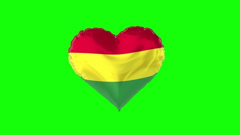 Bolivia flag heart balloon on green screen for anniversary celebration or festival.