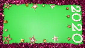 Vertical video stop motion and loop- New Year´s  background on green screen.