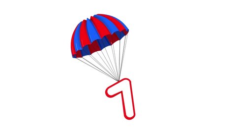 3D Parachute Number Seven 7  falling down 