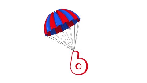 3D Parachute Number Six 6  falling down 