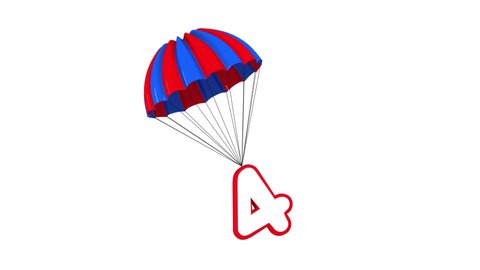3D Parachute Number 4 Four fall in down 