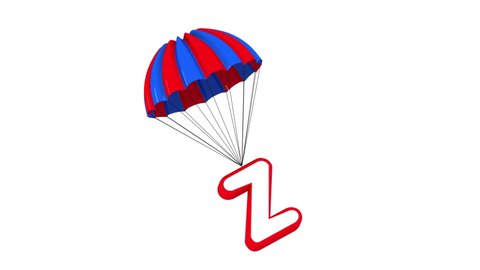 3d Parachute Alphabet letter Z  falling down 