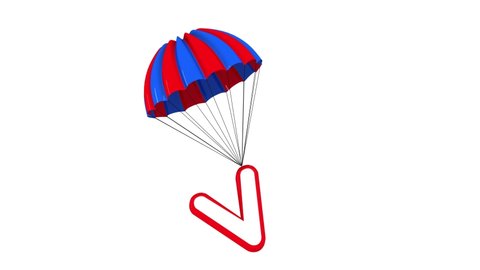 3d Parachute Alphabet letter V  falling down cute