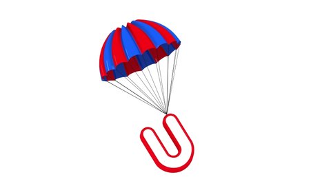 3d Parachute Alphabet letter U  falling down cute