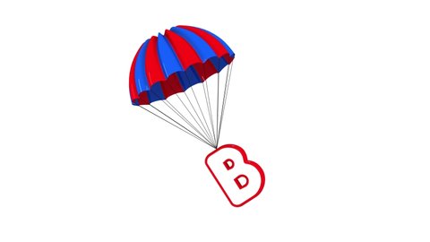 3d Parachute Alphabet letter B  falling down cute