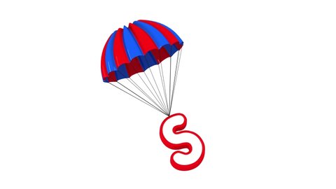 3d Parachute Alphabet letter S  falling down cute