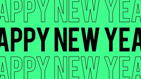 Happy New Year Social Media flat text design. Trendy pop colors for a fun 2021