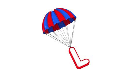 3d Parachute Alphabet letter  L falling down cute