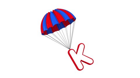 3d Parachute Alphabet letter K falling down cute