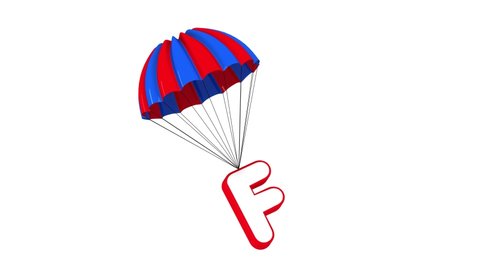 3d Parachute Alphabet letter F falling down cute