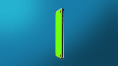 phone green screen rotation in the centre with a blue background smartphone technology cell phone display with luma white and black key 3D rendering