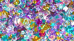 Beautiful colourful multicolour shiny sparkling glitter X mas background. Real time full hd video footage.