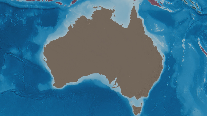 New South Wales, state with its capital, zoomed and extruded on the administrative map of Australia in the conformal Stereographic projection Royalty-Free Stock Footage #1043243998