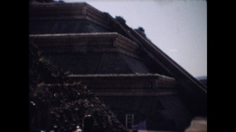 Cholula, Puebla, Mexico 1972. Impressions from the Great Pyramid of Cholula archeological site. Private amateur super 8mm film.