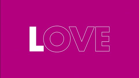Valentine's day social media message. Love animated text grows from skinny to bold with pop pinks and purple colors in the background.  