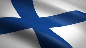 Flag of Finland Loop - waving flag with highly detailed fabric texture seamless loop video. Seamless loop with highly detailed fabric texture. Loop ready in 4K resolution 2160p 60fps