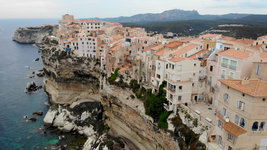 Aerial view of Bonifacio, Corsica, France Royalty-Free Stock Footage #1043301484