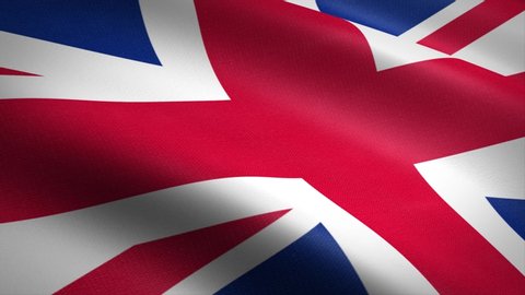 Waving Flag Of Great Britain and Northern Ireland. Realistic Union Jack Flag background. British UK Flag Looping Closeup 4K 2160p 60fps