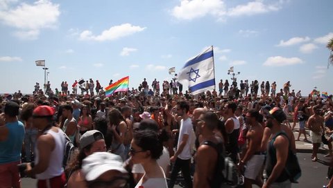 TEL AVIV, ISRAEL - JUNE 12, 2015: Gay, Lesbians, Bisexuals, Transgenders and their fans march during the Gay Pride Parade Festival in Tel Aviv.
