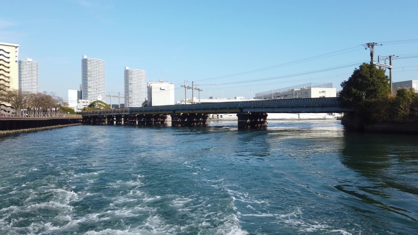 Scenery from the cruise in Yokohama City, Kanagawa Prefecture, Japan. Yokohama MinatoMirai is an area facing Yokohama Port.