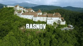 4K Rasnov Romania Drone Fly Over Transylvania Landscape Aerial