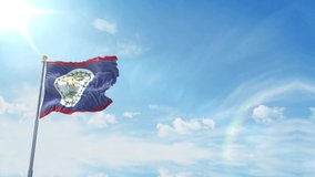 Flag of Belize waving in the Blue Sky Background 4K and HD stock video motion graphics