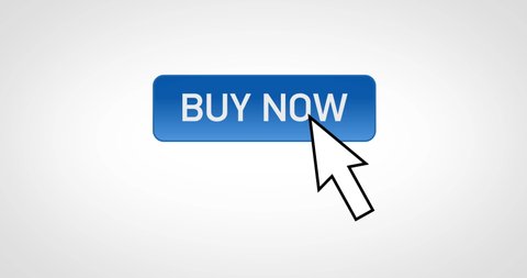 Animation: a button on the buy now website. Buy new products with a single button, quick sales or purchases. Online marketing in an online store. The user makes a new purchase with cashless payment