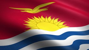 Flag of the Republic of Kiribati. Waving flag with highly detailed fabric texture seamless loopable video. Seamless loop with highly detailed fabric texture. Loop ready in HD resolution 1080p 60fps