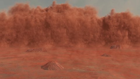Sandstorm in the desert a 3d animation with reddish sand