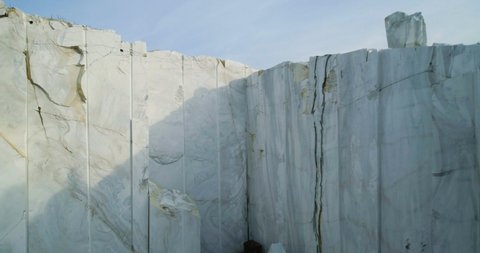 Marble quarry site with huge marble blocks