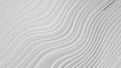 3D animation of White and gray stripes background waving and swaying. Future geometric patterns motion background. Rendering in 4K. Room for text.