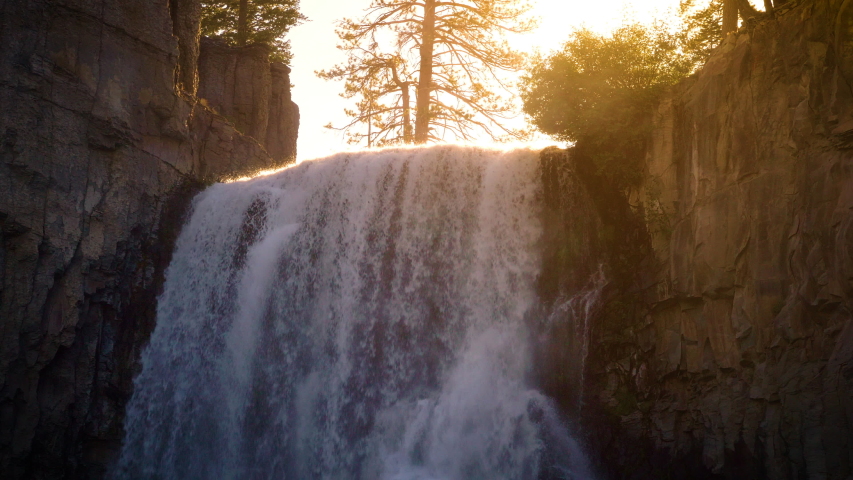 The beautiful Rainbow Falls in the Ansel Adams Wilderness near Mammoth Lakes California USA