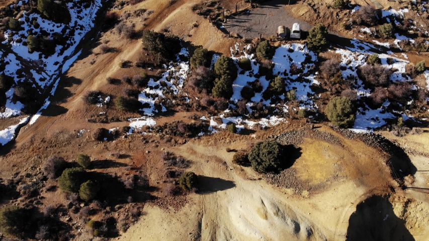 Virginia City Nevada Aerial Drone Reveal.  Historical Mining Old West Town.