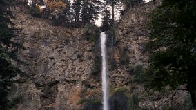 Multnomah Falls Oregon early fall in slow motion