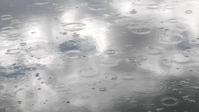rain drops falling on the lake