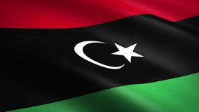 Flag of Libya. Waving flag with highly detailed fabric texture loopable video. loop with highly detailed fabric texture. Loop ready in HD resolution 1080p 60fps